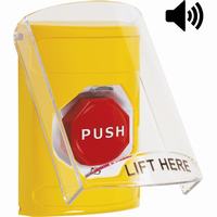 Safety Technology SS22A9NT-EN | Yellow Indoor Only Flush or Surface with Horn Turn-to-Reset (Illuminated) Stopper Station with No Text Label English