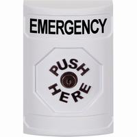 Safety Technology SS2300EM-EN | White No Cover Key-to-Reset Stopper Station with EMERGENCY Label English