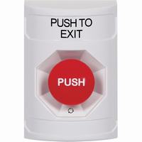 Safety Technology SS2301PX-EN | White No Cover Turn-to-Reset Stopper Station with PUSH TO EXIT Label English