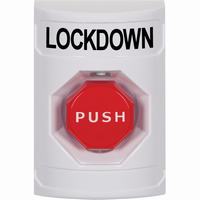 Safety Technology SS2302LD-EN | White No Cover Key-to-Reset (Illuminated) Stopper Station with LOCKDOWN Label English