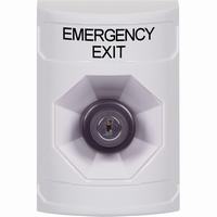 Safety Technology SS2303EX-EN | White No Cover Key-to-Activate Stopper Station with EMERGENCY EXIT Label English