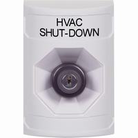 Safety Technology SS2303HV-EN | White No Cover Key-to-Activate Stopper Station with HVAC SHUT DOWN Label English