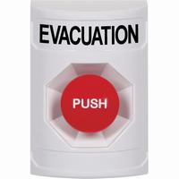 Safety Technology SS2304EV-EN | White No Cover Momentary Stopper Station with EVACUATION Label English