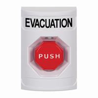 Safety Technology SS2305EV-EN | White No Cover Momentary (Illuminated) Stopper Station with EVACUATION Label English
