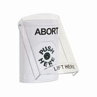 Safety Technology SS2320AB-EN | White Indoor Only Flush or Surface Key-to-Reset Stopper Station with ABORT Label English