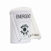 Safety Technology SS2320EM-EN | White Indoor Only Flush or Surface Key-to-Reset Stopper Station with EMERGENCY Label English