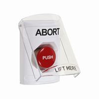 Safety Technology SS2321AB-EN | White Indoor Only Flush or Surface Turn-to-Reset Stopper Station with ABORT Label English