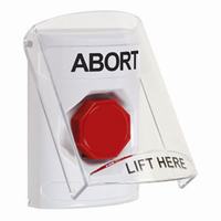 Safety Technology SS2322AB-EN | White Indoor Only Flush or Surface Key-to-Reset (Illuminated) Stopper Station with ABORT Label English