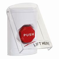 Safety Technology SS2328NT-EN | White Indoor Only Flush or Surface Pneumatic (Illuminated) Stopper Station with No Text Label English