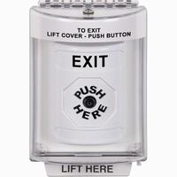 Safety Technology SS2330XT-EN | White Indoor/Outdoor Flush Key-to-Reset Stopper Station with EXIT Label English