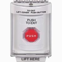 Safety Technology SS2332PX-EN | White Indoor/Outdoor Flush Key-to-Reset (Illuminated) Stopper Station with PUSH TO EXIT Label English
