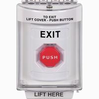 Safety Technology SS2332XT-EN | White Indoor/Outdoor Flush Key-to-Reset (Illuminated) Stopper Station with EXIT Label English
