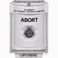 Safety Technology SS2333AB-EN | White Indoor/Outdoor Flush Key-to-Activate Stopper Station with ABORT Label English