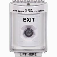 Safety Technology SS2333XT-EN | White Indoor/Outdoor Flush Key-to-Activate Stopper Station with EXIT Label English