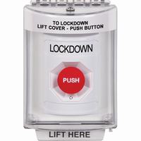 Safety Technology SS2341LD-EN | White Indoor/Outdoor Flush with Horn Turn-to-Reset Stopper Station with LOCKDOWN Label English