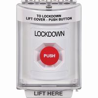Safety Technology SS2344LD-EN | White Indoor/Outdoor Flush with Horn Momentary Stopper Station with LOCKDOWN Label English