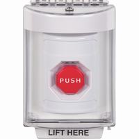 Safety Technology SS2348NT-EN | White Indoor/Outdoor Flush with Horn Pneumatic (Illuminated) Stopper Station with No Text Label English