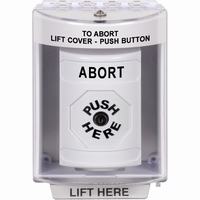 Safety Technology SS2370AB-EN | White Indoor/Outdoor Surface Key-to-Reset Stopper Station with ABORT Label English