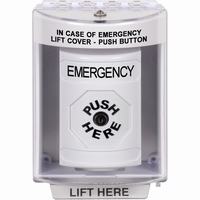 Safety Technology SS2370EM-EN | White Indoor/Outdoor Surface Key-to-Reset Stopper Station with EMERGENCY Label English