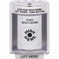 Safety Technology SS2370HV-EN | White Indoor/Outdoor Surface Key-to-Reset Stopper Station with HVAC SHUT DOWN Label English