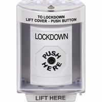 Safety Technology SS2370LD-EN | White Indoor/Outdoor Surface Key-to-Reset Stopper Station with LOCKDOWN Label English