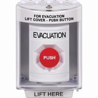 Safety Technology SS2371EV-EN | White Indoor/Outdoor Surface Turn-to-Reset Stopper Station with EVACUATION Label English
