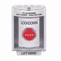 Safety Technology SS2372LD-EN | White Indoor/Outdoor Surface Key-to-Reset (Illuminated) Stopper Station with LOCKDOWN Label English