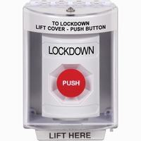 Safety Technology SS2384LD-EN | White Indoor/Outdoor Surface with Horn Momentary Stopper Station with LOCKDOWN Label English