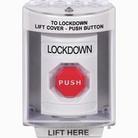 Safety Technology SS2385LD-EN | White Indoor/Outdoor Surface with Horn Momentary (Illuminated) Stopper Station with LOCKDOWN Label English