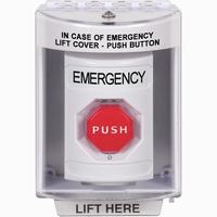 Safety Technology SS2389EM-EN | White Indoor/Outdoor Surface with Horn Turn-to-Reset (Illuminated) Stopper Station with EMERGENCY Label English