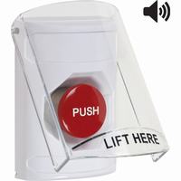 Safety Technology SS23A4NT-EN | White Indoor Only Flush or Surface with Horn Momentary Stopper Station with No Text Label English