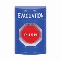 Safety Technology SS2402EV-EN | Blue No Cover Key-to-Reset (Illuminated) Stopper Station with EVACUATION Label English