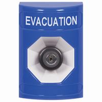 Safety Technology SS2403EV-EN | Blue No Cover Key-to-Activate Stopper Station with EVACUATION Label English