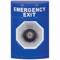 Safety Technology SS2403EX-EN | Blue No Cover Key-to-Activate Stopper Station with EMERGENCY EXIT Label English