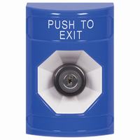 Safety Technology SS2403PX-EN | Blue No Cover Key-to-Activate Stopper Station with PUSH TO EXIT Label English