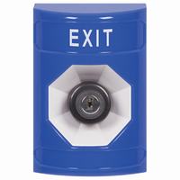 Safety Technology SS2403XT-EN | Blue No Cover Key-to-Activate Stopper Station with EXIT Label English
