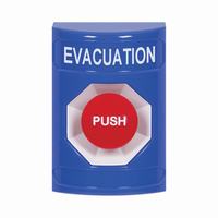 Safety Technology SS2404EV-EN | Blue No Cover Momentary Stopper Station with EVACUATION Label English
