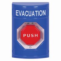 Safety Technology SS2409EV-EN | Blue No Cover Turn-to-Reset (Illuminated) Stopper Station with EVACUATION Label English
