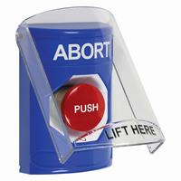 Safety Technology SS2421AB-EN | Blue Indoor Only Flush or Surface Turn-to-Reset Stopper Station with ABORT Label English