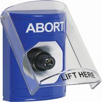 Safety Technology SS2423AB-EN | Blue Indoor Only Flush or Surface Key-to-Activate Stopper Station with ABORT Label English