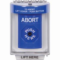 Safety Technology SS2430AB-EN | Blue Indoor/Outdoor Flush Key-to-Reset Stopper Station with ABORT Label English