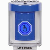 Safety Technology SS2447NT-EN | Blue Indoor/Outdoor Flush with Horn Weather Resistant Momentary (Illuminated) with Blue Lens Stopper Station with No Text Label English