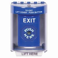 Safety Technology SS2470XT-EN | Blue Indoor/Outdoor Surface Key-to-Reset Stopper Station with EXIT Label English