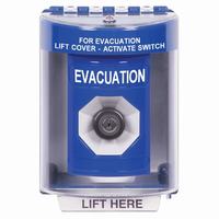 Safety Technology SS2473EV-EN | Blue Indoor/Outdoor Surface Key-to-Activate Stopper Station with EVACUATION Label English