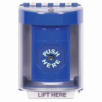 Safety Technology SS2480NT-EN | Blue Indoor/Outdoor Surface with Horn Key-to-Reset Stopper Station with No Text Label English