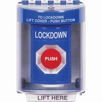 Safety Technology SS2481LD-EN | Blue Indoor/Outdoor Surface with Horn Turn-to-Reset Stopper Station with LOCKDOWN Label English