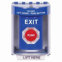 Safety Technology SS2481XT-EN | Blue Indoor/Outdoor Surface with Horn Turn-to-Reset Stopper Station with EXIT Label English