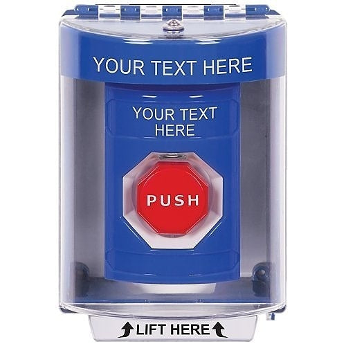 Safety Technology SS2485ZA-EN | Indoor/Outdoor Surface with Horn Momentary (Illuminated) Stopper Station, Blue