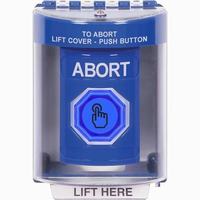 Safety Technology SS2487AB-EN | Blue Indoor/Outdoor Surface with Horn Weather Resistant Momentary (Illuminated) with Blue Lens Stopper Station with ABORT Label English