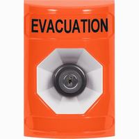Safety Technology SS2503EV-EN | Orange No Cover Key-to-Activate Stopper Station with EVACUATION Label English